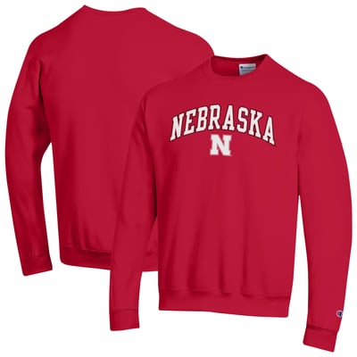  Nebraska Huskers Champion Arch Over Logo Pullover Sweatshirt - Scarlet